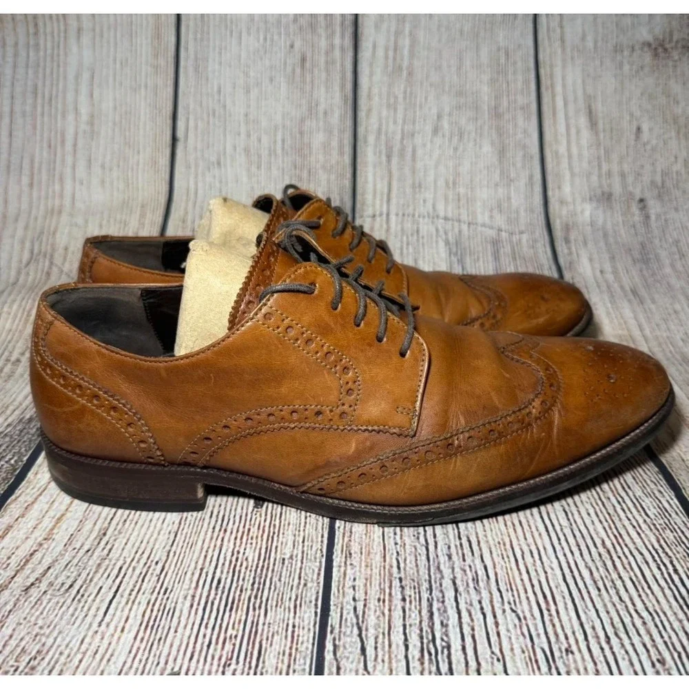 Cole Haan Benton Wingtip‎ Oxfords Il British Tan Leather C24116 Mens Size 10 M